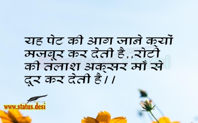 यह पेट की आग जाने क्यों मजबूर कर देती है, रोटी की तलाश अक्सर माँ से दूर कर देती है।।